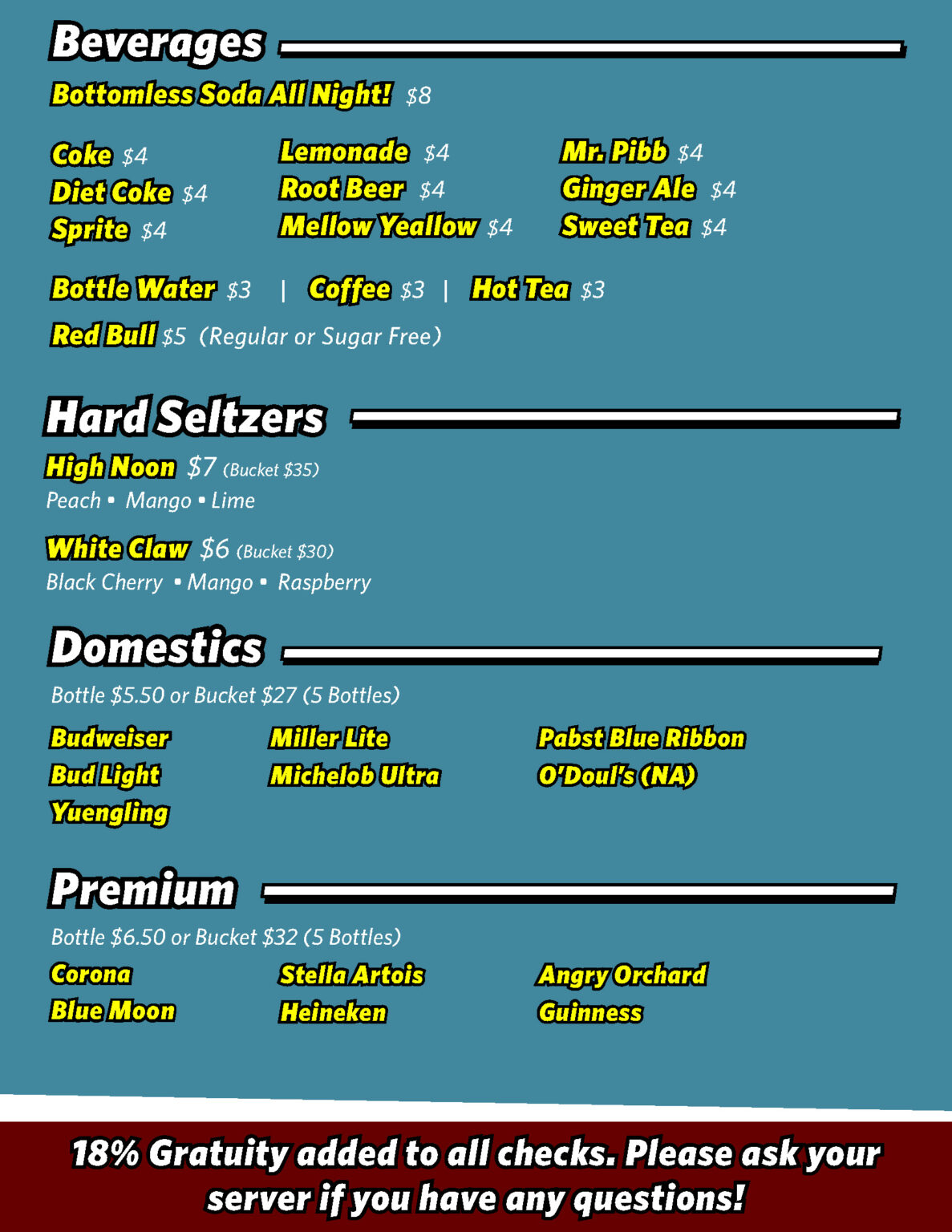 Food & Drink Menu Dayton Funny Bone the premiere comedy club